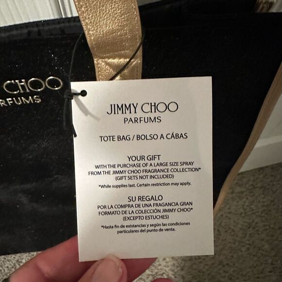 Jimmy Choo Black and Gold Velvet Tote - Perfume Promo Bag Shoulder Bag  NWT - Picture 4 of 5